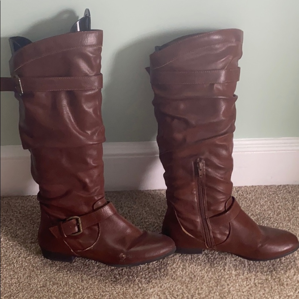 Brown high boots